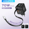70W GaN Fast Charger with Retractable Cable